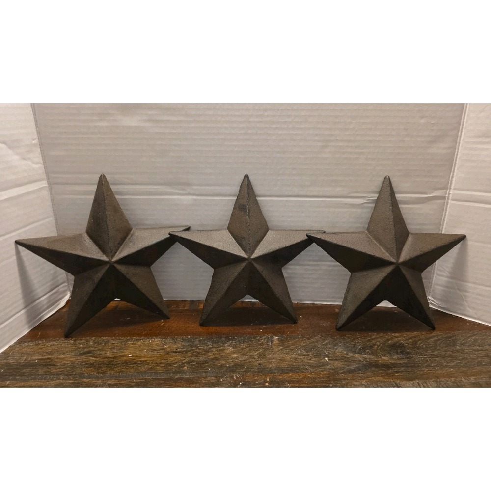 3 Wall Hanging Decorative Cast Iron Metal Stars  7 1/2" Wide.